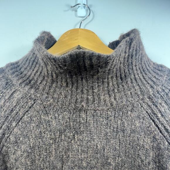 Banana Republic Women's Dark Brown Mock Neck Wool Sweater Sz XXL Kimono Sleeves - Picture 3 of 9